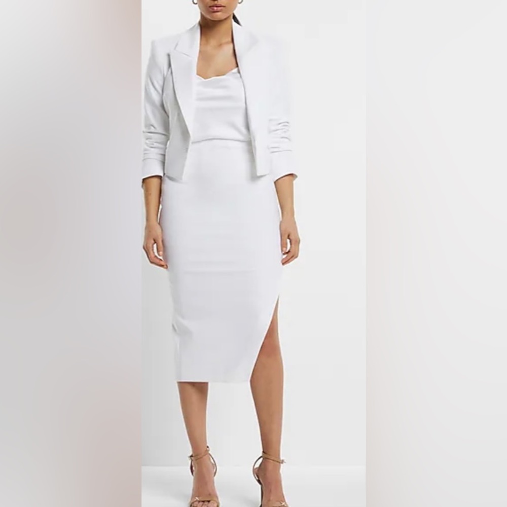 Stylist Super High Waisted Side Slit Midi Pencil Skirt - Express